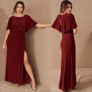 BHLDN Lena burgundy wine maxi dress gown